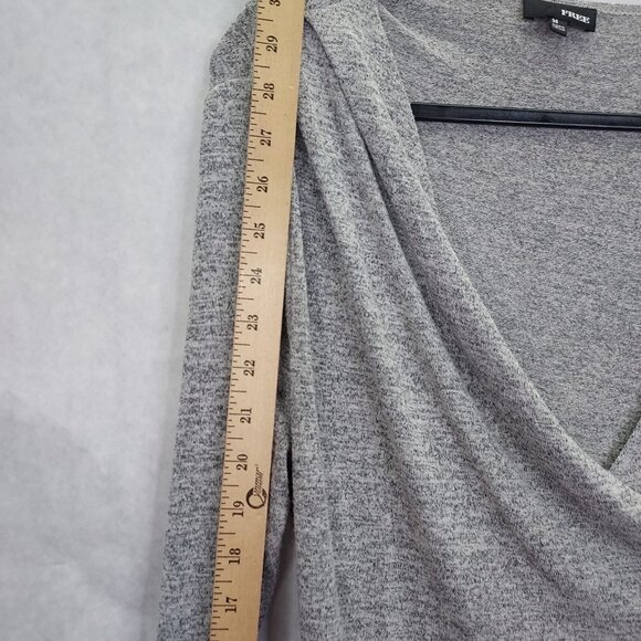 Wilfred Free Aritzia Klum Faux Wrap Dress M Heather Grey Long Sleeve Ruched Midi - Picture 10 of 13